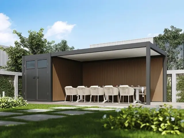 WPC PRESTIGE stěna 5,3 m k přístřešku Rojaplast