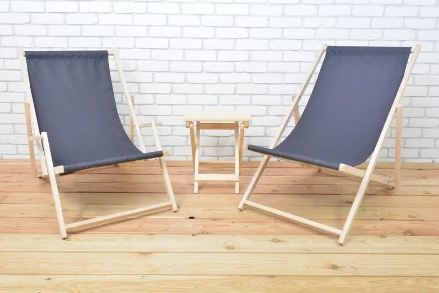 Zahradní lehátko POLYESTER Bahama dřevěné přírodní – béžová Rojaplast