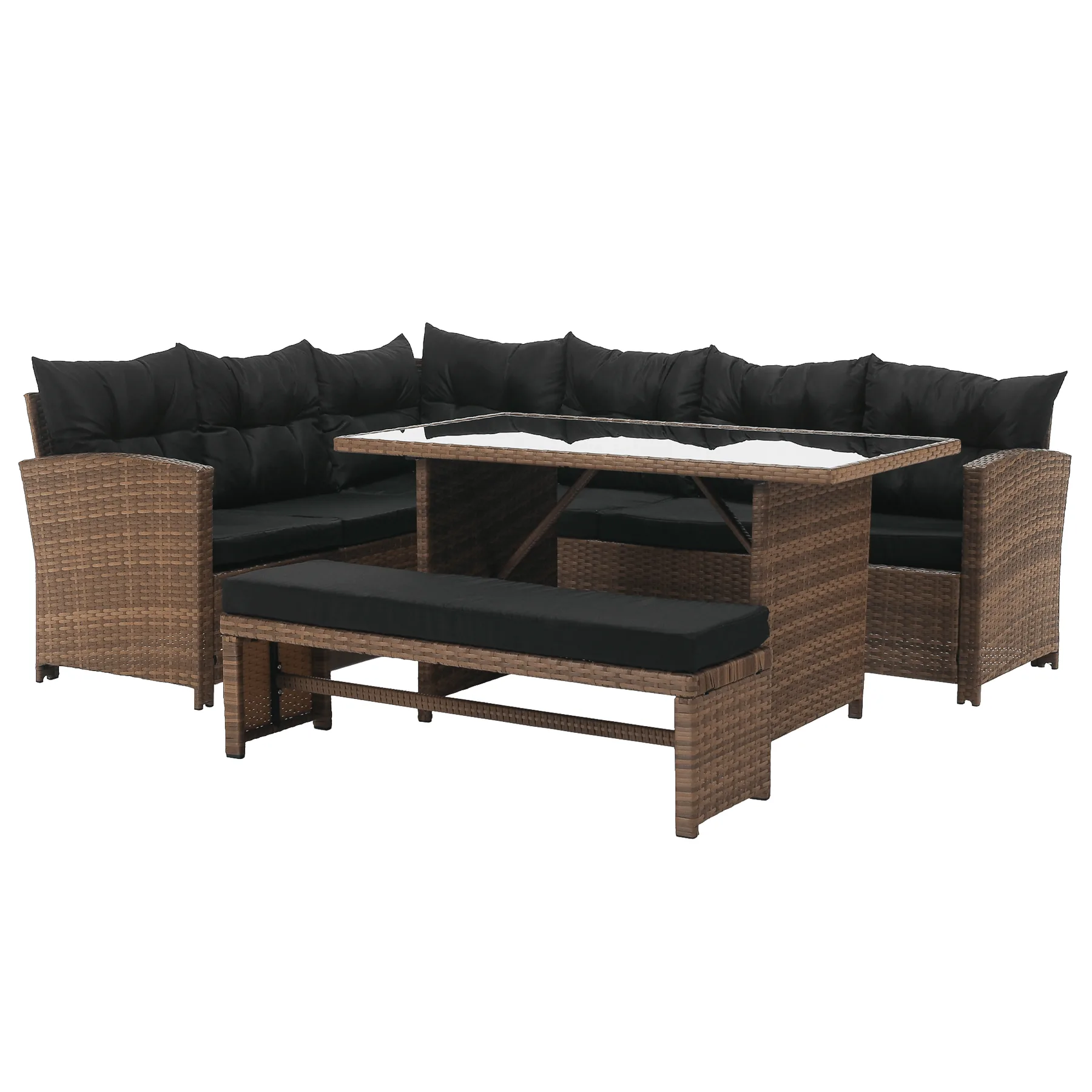 Zahradní ratanový set, světle hnědá/černá, MADUL Kondela
