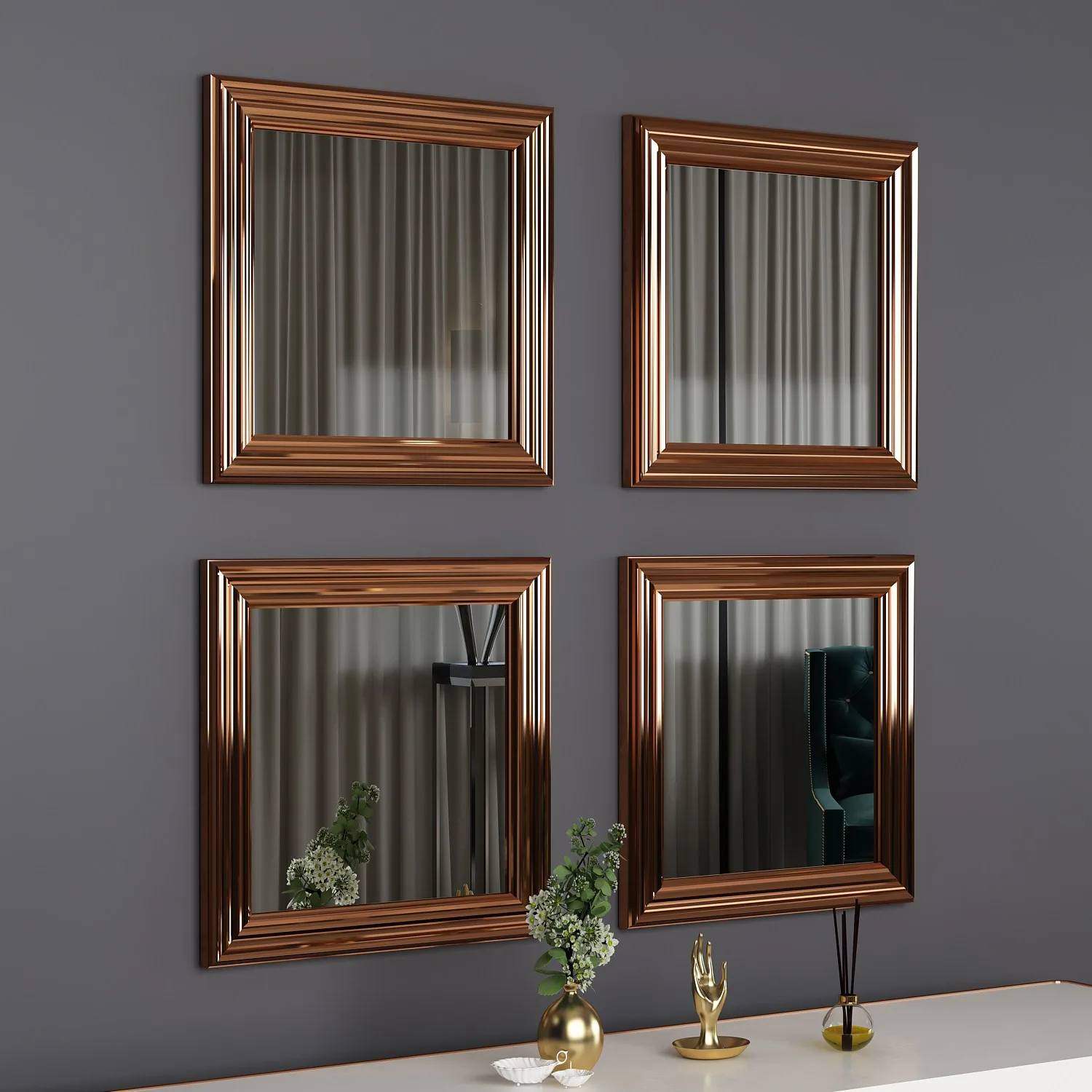 Zrcadlo LOZA (set 4 ks) ASIRGROUP